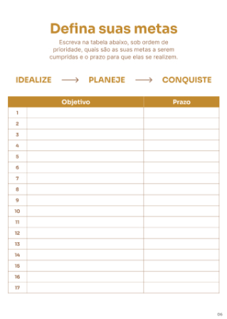 defina suas metas